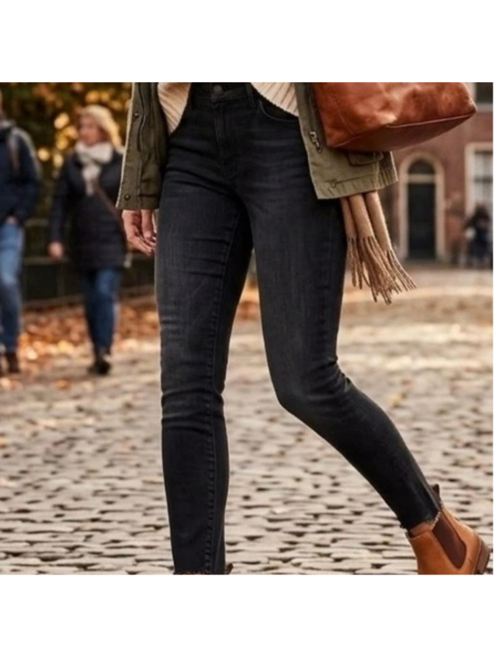 MOTHER Looker Ankle Fray Skinny Jeans Blackbird Size 25 Stretch Mid Rise Raw Hem